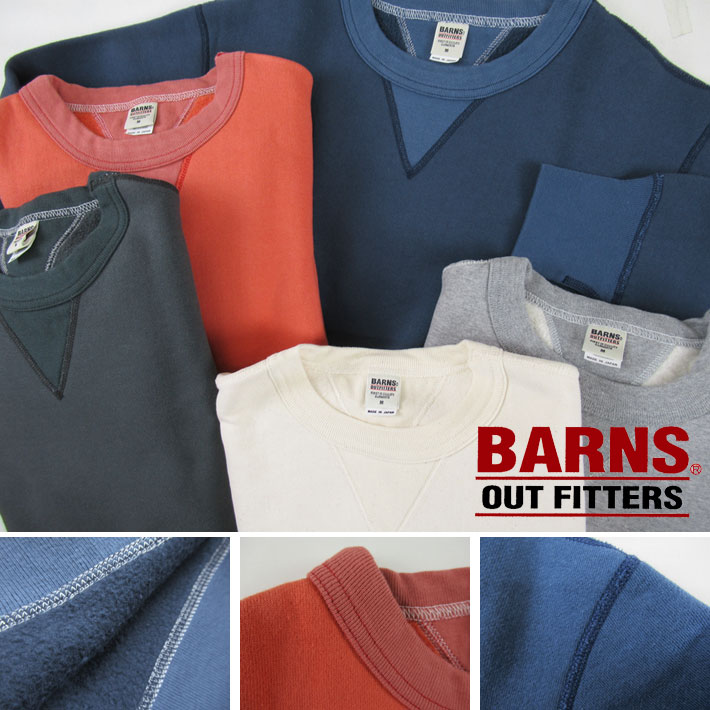 BARNS バーンズ COZUN ガゼット クルーネックスウェット BR-3000