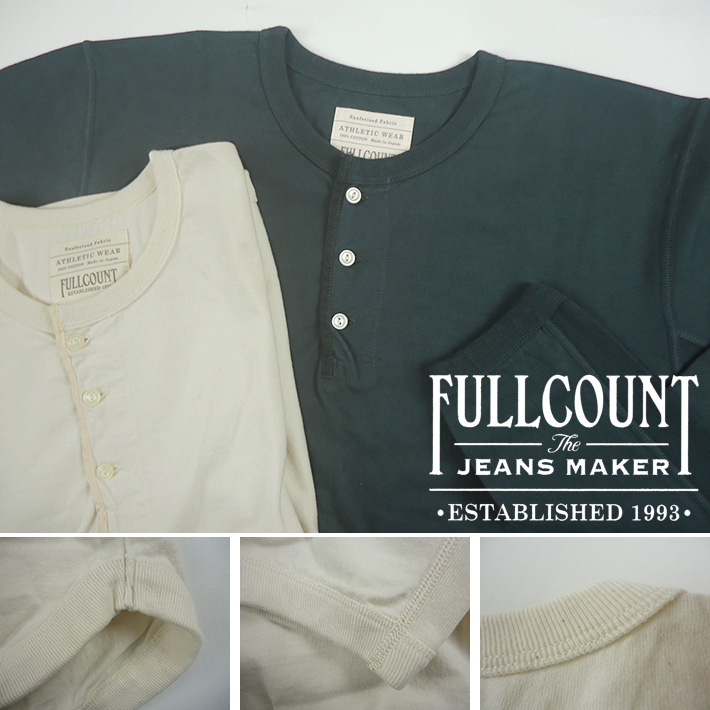 FULLCOUNT フルカウント 長袖 ヘンリーネック フラットシーム TシャツFLAT SEAM HEAVY WEIGHT HENRY TEE L/S 5222LH 【長袖Tシャツ】 -JOE-