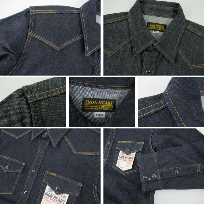 IRON HEART アイアンハート 12oz セルビッチデニム ウエスタンシャツ IHSH-33 -JOE-