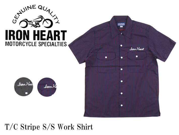 iron heart t c ストライプ 半袖ワークシャツ ihsh 151 joe
