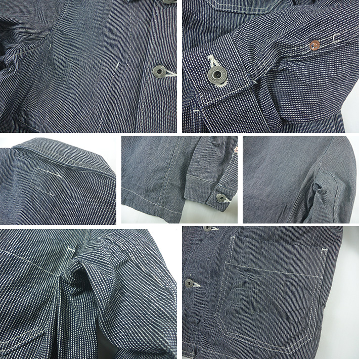 鬼デニム カバーオールジャケット ピンヘッドストライプ 03100