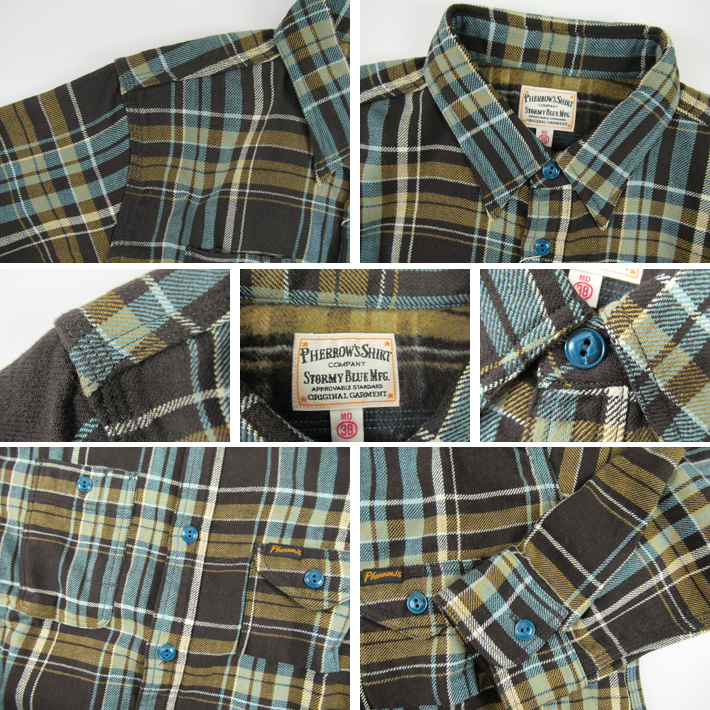 【美品】Pherrows フランネルシャツ Mサイズ相当 Pherrow's フェローズ ヘビーネル シャツ 25W-720WS-C チェック