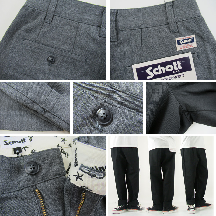 SCHOTT TC DOUBLE PLEATED WIDE PANTS