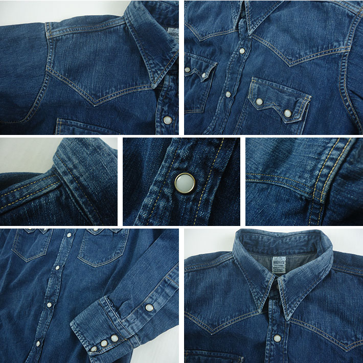 WAREHOUSE ウエアハウス 2ND-HAND デニム ウエスタンシャツ ユーズドウォッシュ DENIM WETSERN SHIRTS(USED  WASH) -JOE-