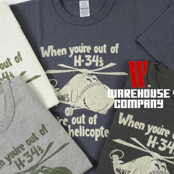 WAREHOUSE ウエアハウス Lot.4064 Tシャツ HELICOPTERS 【半袖T